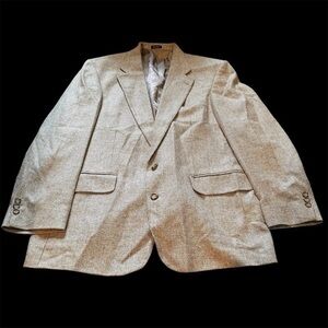 Men's Executive Collection by Tom James Tan silk wool, linen blend Blazer jacket